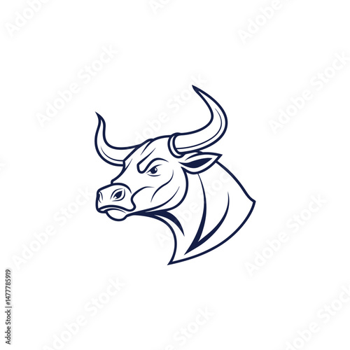 bull silhouette icon. strength and perseverance symbol. vector image of animal

