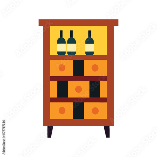 wine rack furniture vector art illustration