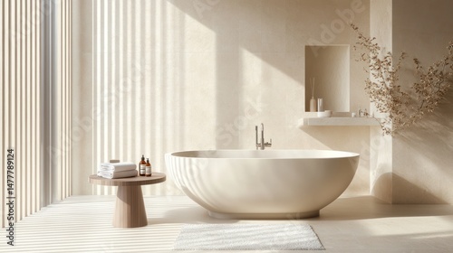 Sun-drenched Sanctuary: An Elegant and Serene Bathroom Retreat with Striking Light