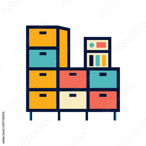modular storage furniture vector art illustration