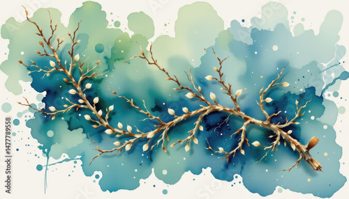 a watercolor painting, depicting a delicate laminaria kelp, gracefully floating in a seafoam colored background, a testament to nature's artistic beauty and the wonders of the ocean's depths.