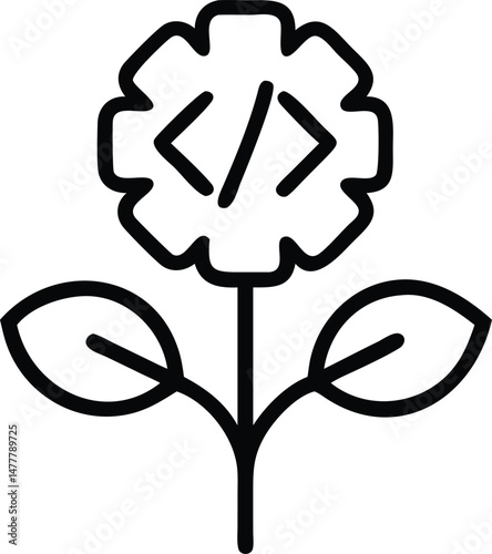 Black and white vector illustration of a tree silhouette icon, a natural and artistic design element