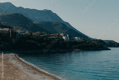 Amazing view of the Adriatic sea and the Kamenevo beach near Budva, Montenegro.