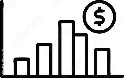 Business growth chart with dollar symbol showing financial progress and market success