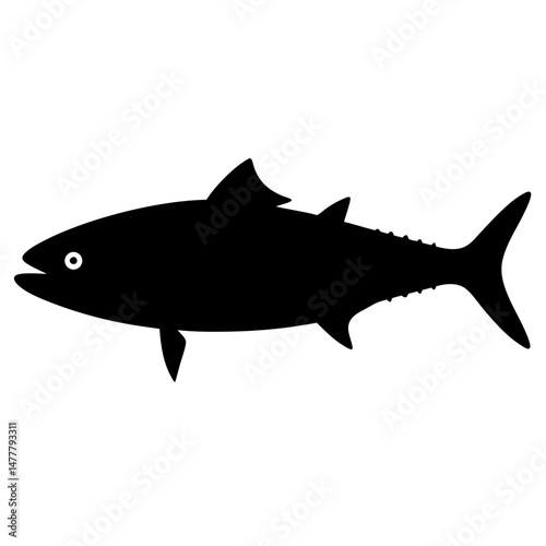 king mackerel vector silhouette icon - ideal for fishing logos, seafood icons, and aquatic-themed graphics.