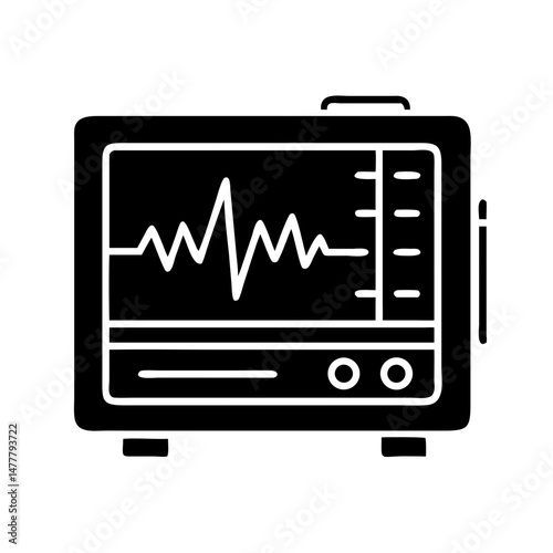Seismograph Linear Icon – Earthquake Detection and Geology Equipment Symbol