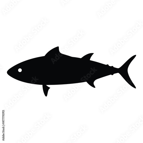 king mackerel vector silhouette icon - ideal for fishing logos, seafood icons, and aquatic-themed graphics.