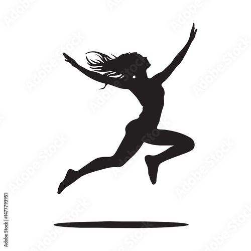 Woman Leaping Vector. Dancer Leaping Silhouette Illustrations on white background.