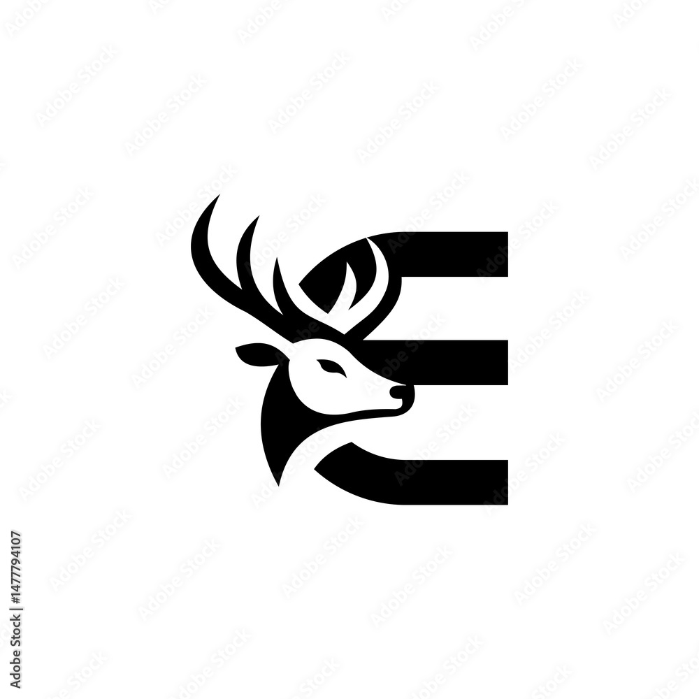 letter E deer logo letter E deer logo