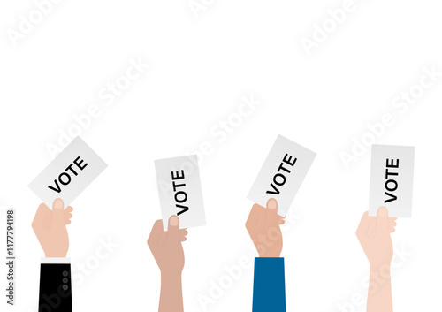 Hand Holding Ballot Paper or Voting Paper. Election Concept. Vector Illustration.