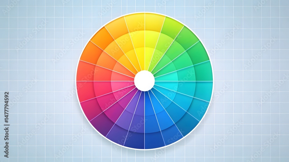Fototapeta premium Color Wheel, RGB, CMYK, Spectrum, Hues, Shades, Tints, Tones