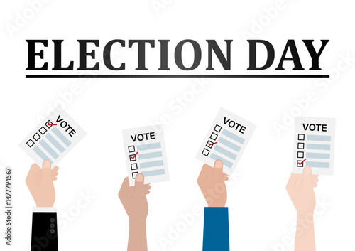 Hand Holding Ballot Paper or Voting Paper. Election Concept. Vector Illustration.