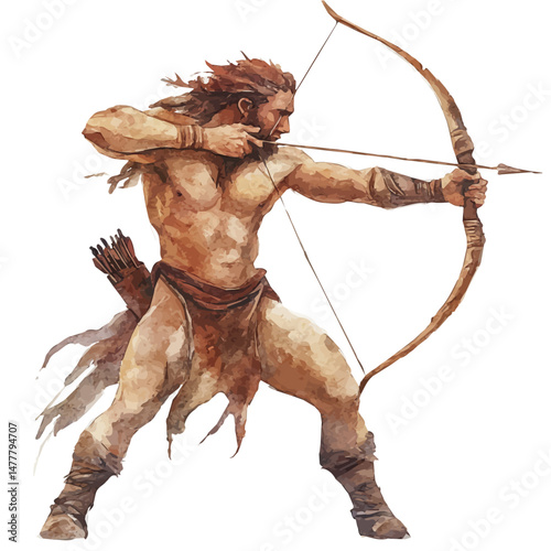 Centaur Archer, watercolor vector, isolated on a white background.