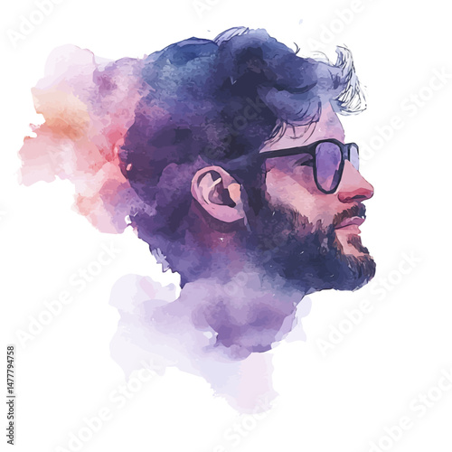 watercolor vector of Sander, isolated on a white background.