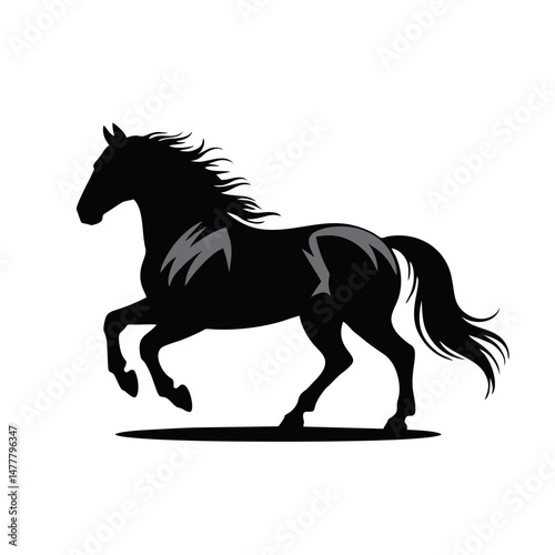 Wild horse galloping on dusty plain

