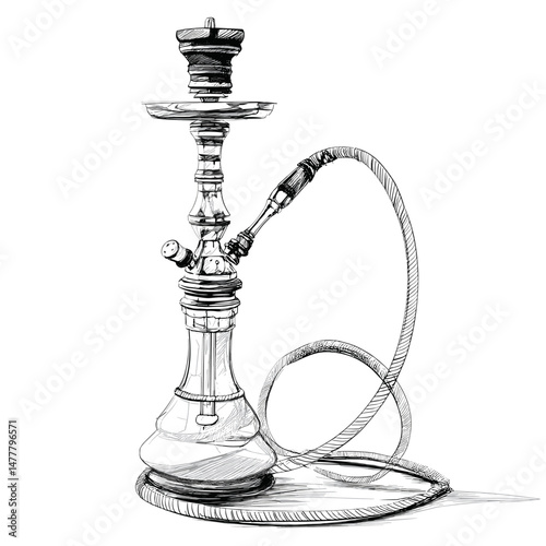 hookah sketch vector on white background .Generative AI
