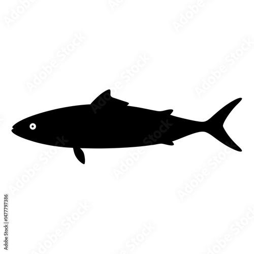 mackerel vector silhouette icon - ideal for fishing logos, seafood icons, and aquatic-themed graphics.