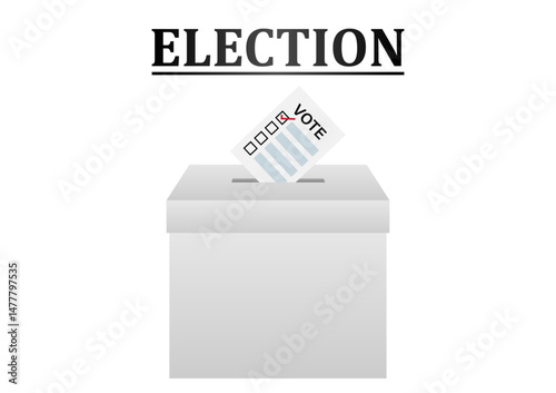 Ballot Box with Ballot Paper or Voting Paper. Election Concept. Vector Illustration.