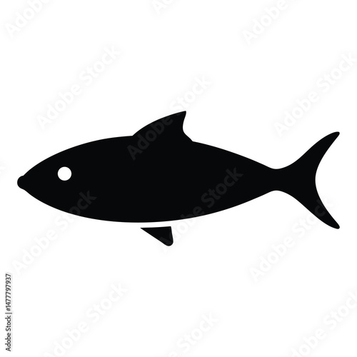 mackerel vector silhouette icon - ideal for fishing logos, seafood icons, and aquatic-themed graphics.