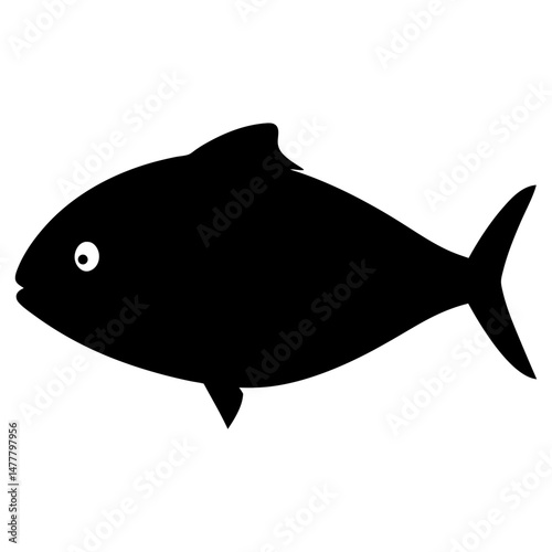 mackerel vector silhouette icon - ideal for fishing logos, seafood icons, and aquatic-themed graphics.
