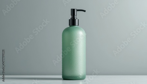 Wallpaper Mural Elegant Frosted Green Glass Soap Dispenser with Matte Black Pump Modern Bathroom Decor Torontodigital.ca
