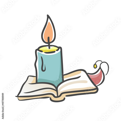 reading by candlelight icon, reading by candlelight vector illustration-simple illustration of reading by candlelight, perfect for reading by candlelight logos and icons