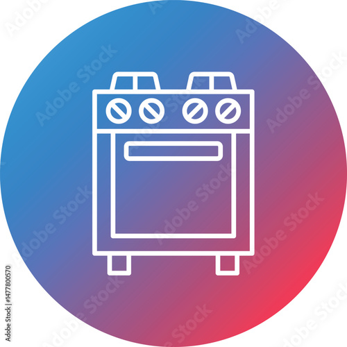 Gas Stove Line Gradient Circle Background Icon