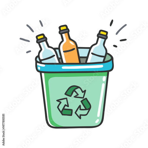 recycling bin with bottles icon, recycling bin with bottles vector illustration-simple illustration of recycling bin with bottles, perfect for recycling bin with bottles logos and icons
