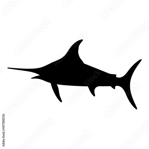 marlin vector silhouette icon - ideal for fishing logos, seafood icons, and aquatic-themed graphics.