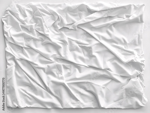 Unmade Bed with Wrinkled White Sheets and Soft Pillows in Cozy Lighting photo