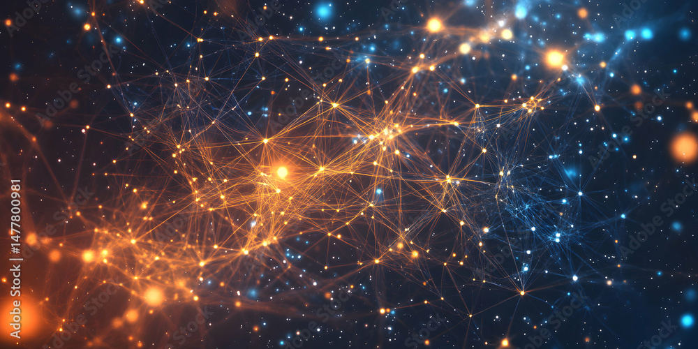 Obraz premium Abstract Technology Background of Connected Network with Colors