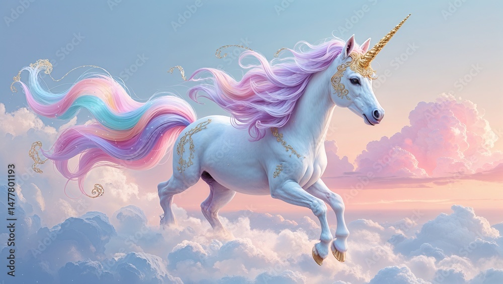 Fototapeta premium Enchanted Unicorn Horse Illustration