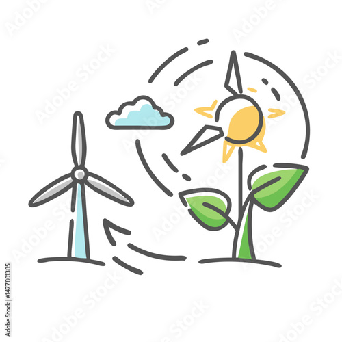 renewable energy sources icon, renewable energy sources vector illustration-simple illustration of renewable energy sources, perfect for renewable energy sources logos and icons