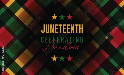 Juneteenth Independence Day. Freedom or Emancipation day. Annual american holiday, celebrated in June 19. African-American history and heritage.	
