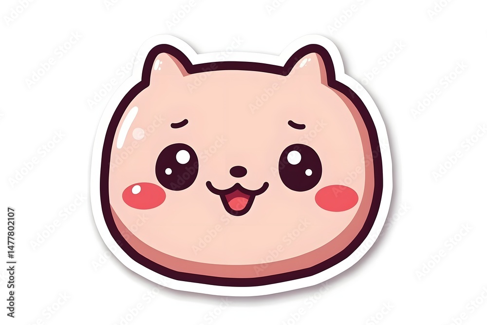 Obraz premium Adorable Neon Kawaii Sticker, Detailed Vector Design on White Background
