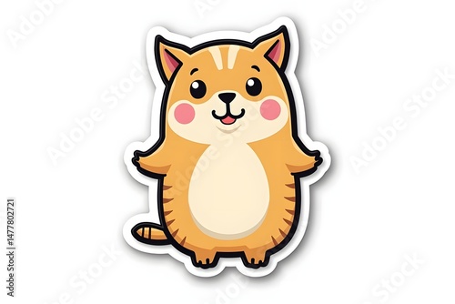 Adorable Muted Color Sticker in Art Brut Style, Detailed Vector Design on White Background