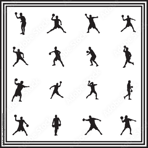 Basketball Player Silhouettes – Vector Icons of Athletes in Action, Dribbling, Passing, Shooting