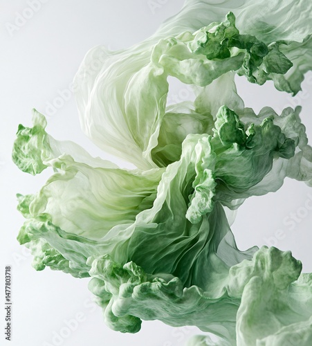 Fresh Green Lettuce Head with Crisp Ruffled Leaves on Light Background photo