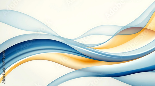 Abstract Background with flowing blue and yellow curves