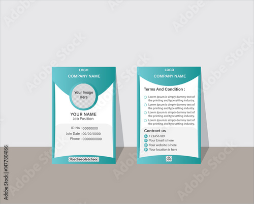 Print, Clean and Modern ID card vector template, perfect for corporate branding, employee badges, and access passes. Fully customizable with editable text, colors, and layouts for various industries. 
