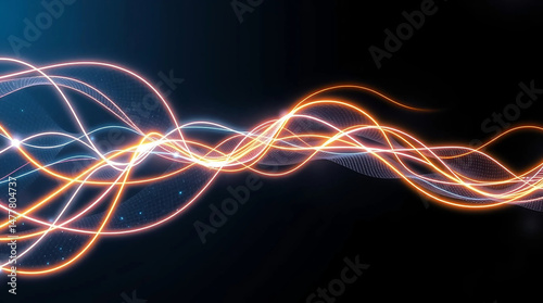 Abstract Swirl of Glowing Lines Against Dark Background