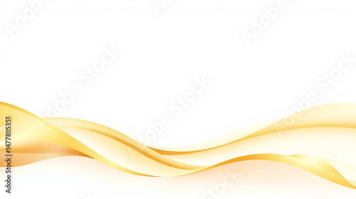 Abstract Yellow Flowing Wave On The White Background