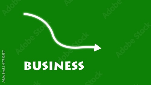 Animation of going downward bar chart falling stock index Graph arrow showing fluctuate trend Tickers on green screen Background decline decrease losses