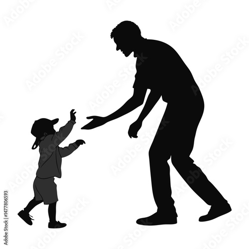 Father and son silhouette vector design 