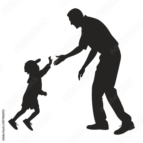 Father and son silhouette vector design 