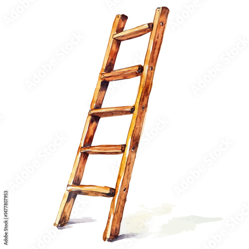 watercolor vector of Ladder, isolated on a white background.