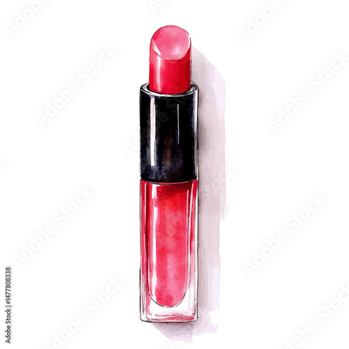 watercolor vector of Lip Gloss, isolated on a white background.