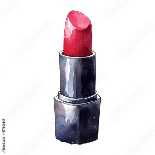 watercolor of Lipstick, isolated on a white background.