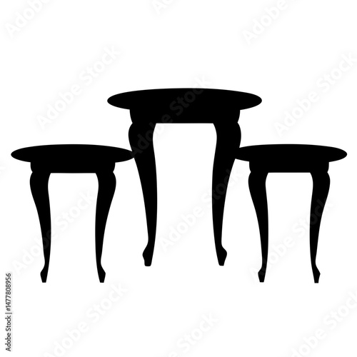 nesting tables vector silhouette icon - perfect for furniture icons, decals, or SVG crafts.