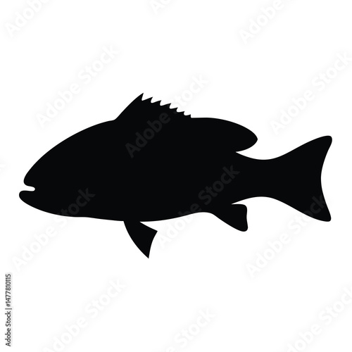 nile perch vector silhouette icon - ideal for fishing logos, seafood icons, and aquatic-themed graphics.